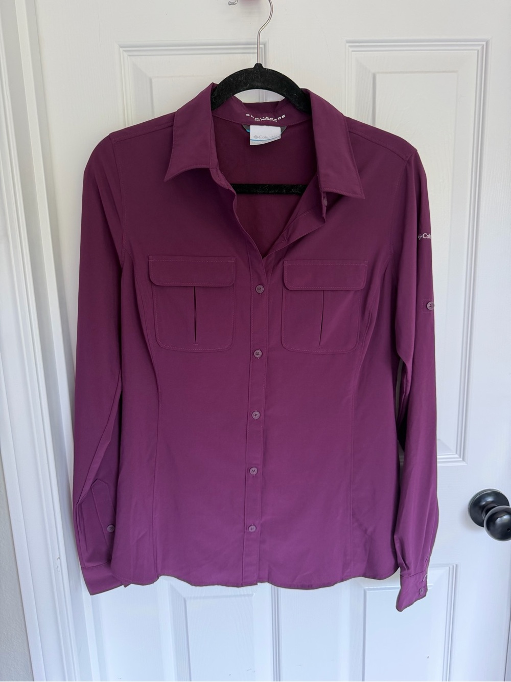 Columbia Omni-Shade Women’s Long-Sleeve Button Front Shirt - Plum
